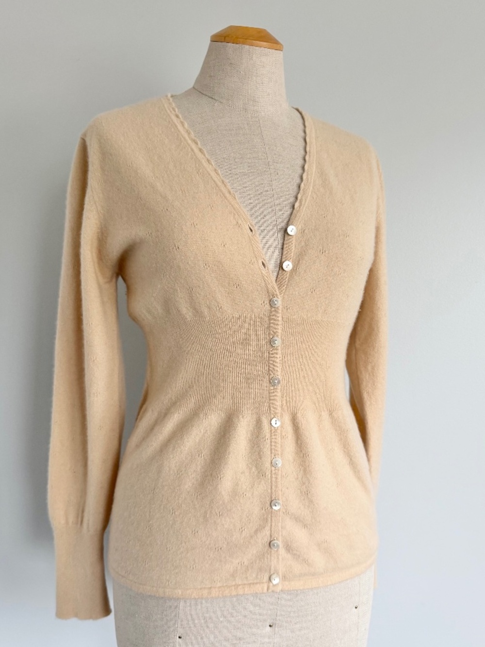 Tan Cashmere Cardigan, Size M/L